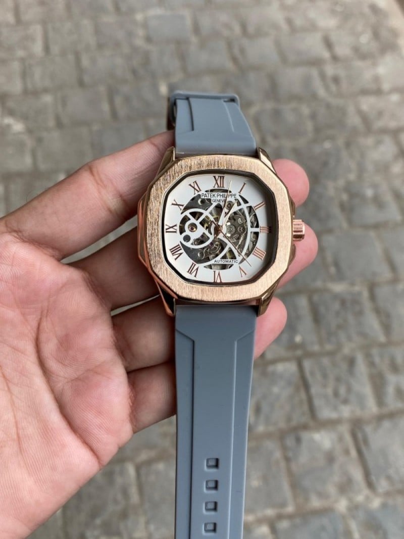 Patel Phillep e Skeleton Automatic Silicone Rose Grey