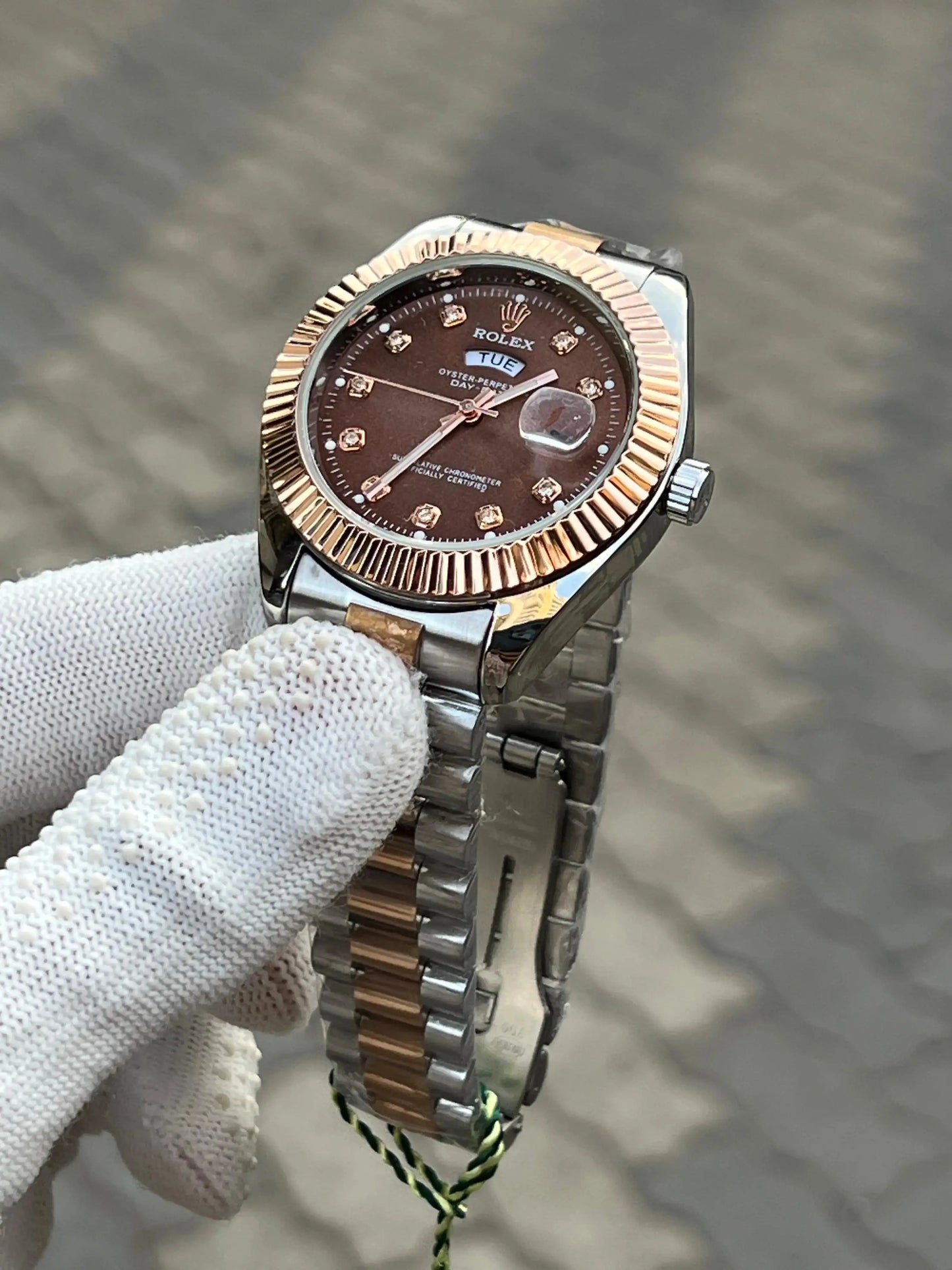 Rolex Day Date Two Tone Diamond Chocolate