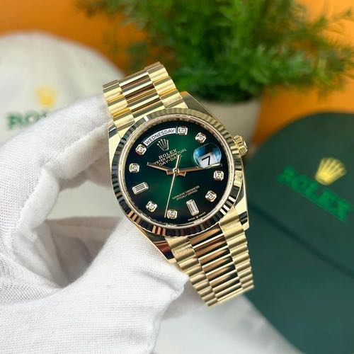Rolex Day date gold green diamond Quartz