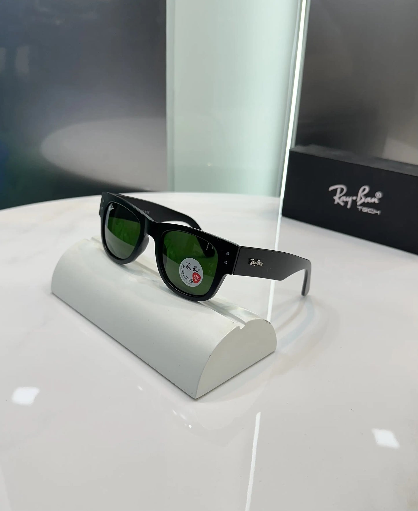 RayBan Puffer Black Green Premium Shades 840