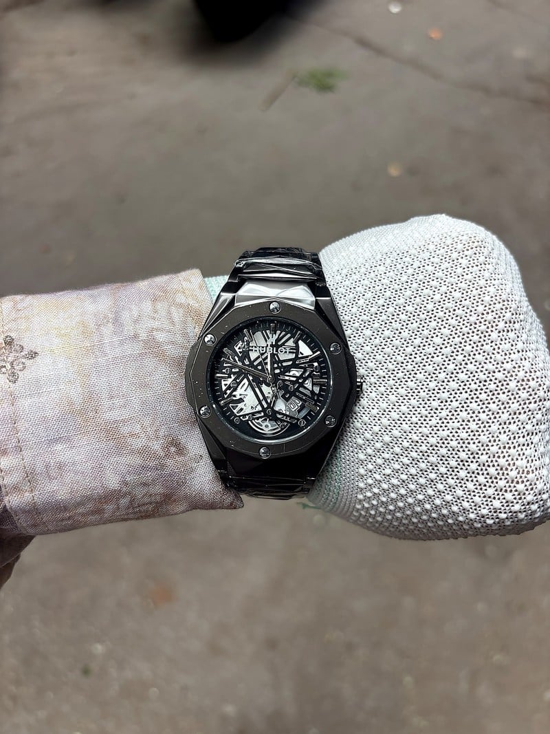 Hublot Big Bang Aero Bang full black Skeleton Dial Watch Quartz