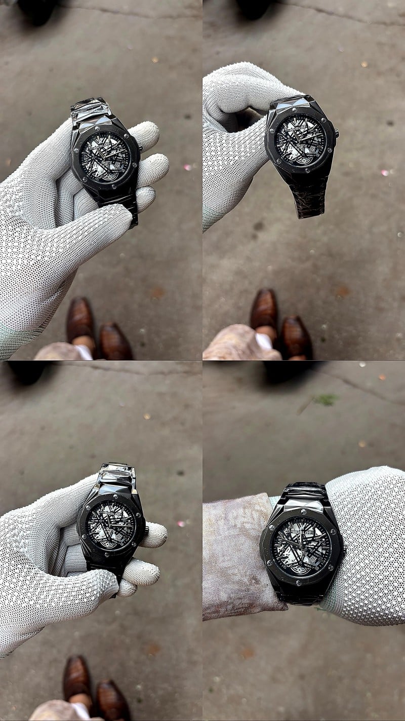 Hublot Big Bang Aero Bang full black Skeleton Dial Watch Quartz