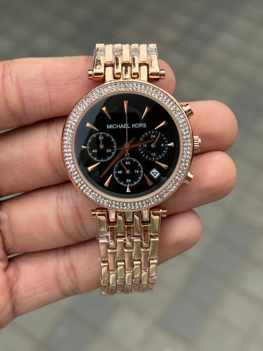 Michael Kor s Darci Chronograph Women s Rose Black