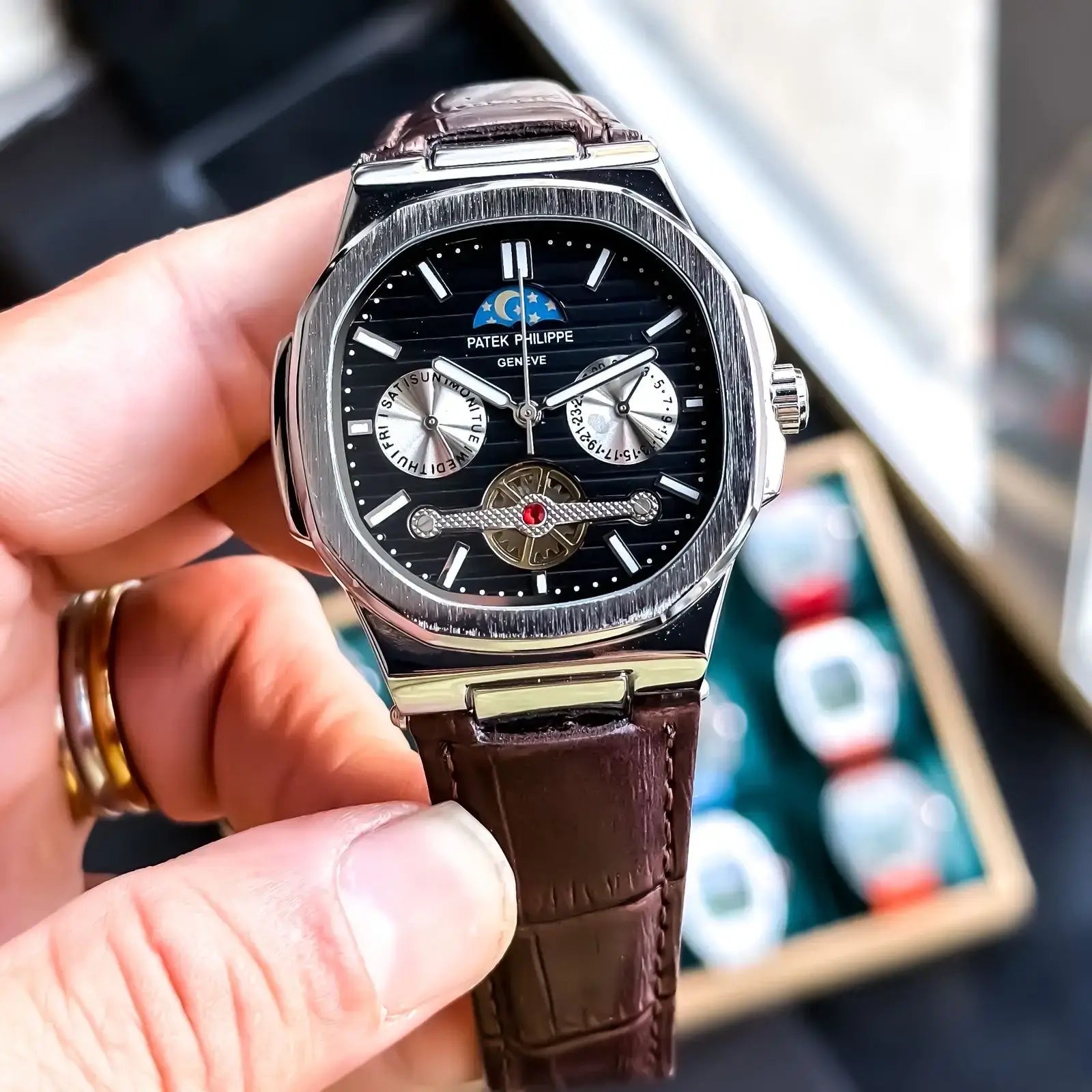 patek philippe silver brown