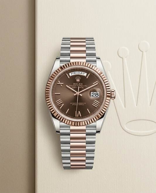 Rolex Day date dual tone brown roman Quartz