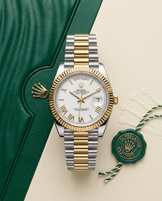 Rolex Day date dual tone white Roman Quartz