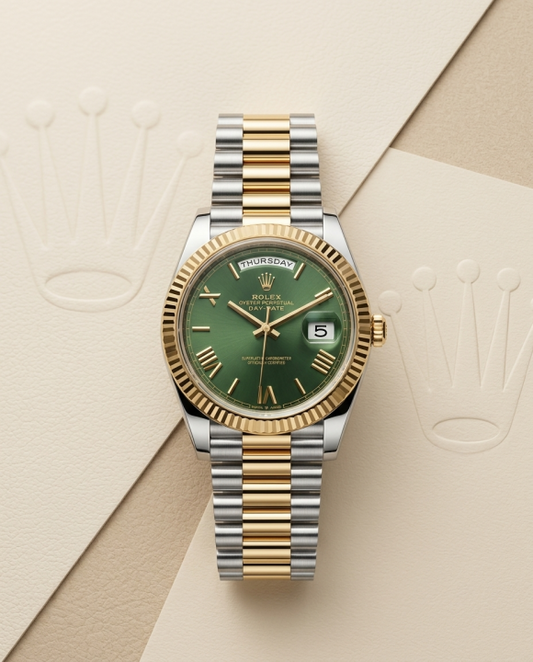 Rolex Day date dual tone green Roman Quartz