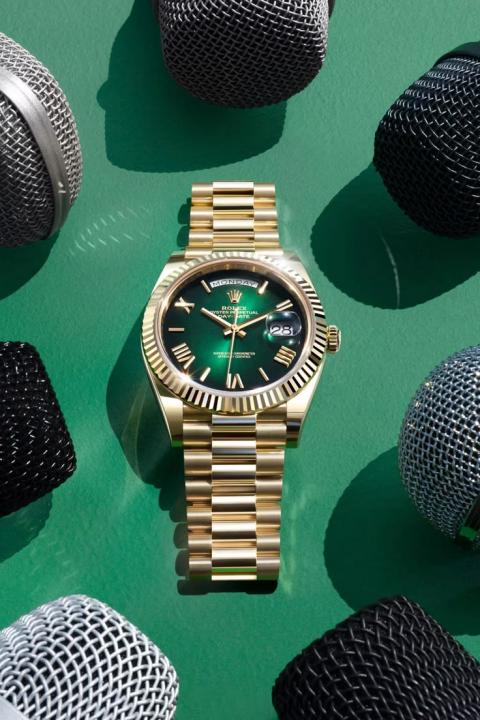 Rolex Day Date Gold Green Roman Quartz