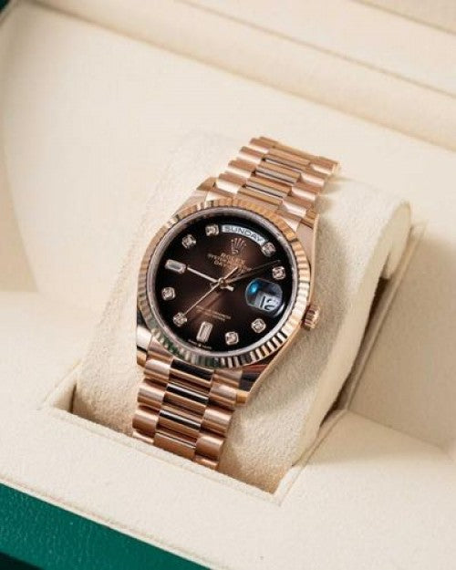 Rolex Day date copper brown diamond Quartz
